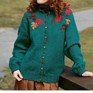 Embroidered Green Sweater